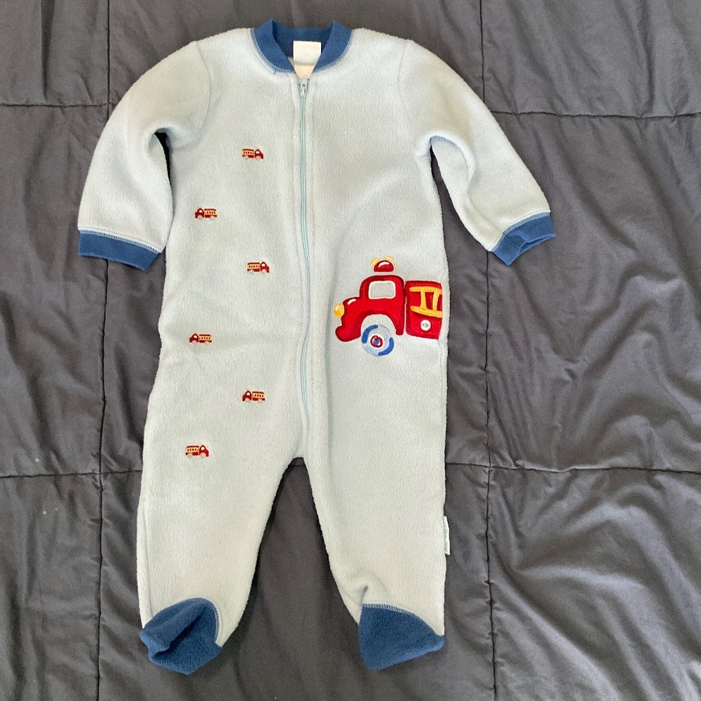 Little Me Fire Truck Baby Footie Pajamas 9 months